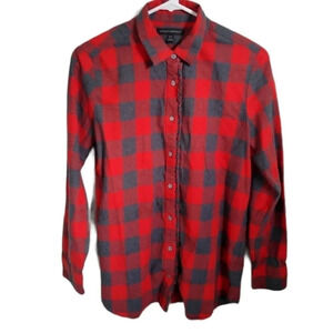 Banana Republic Red and Gray Flannel Plaid Shirt  S
